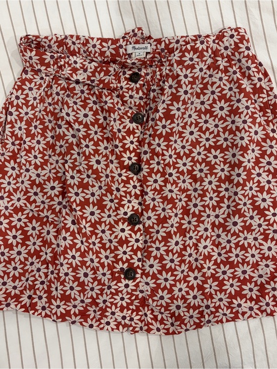 Madewell Dresses & Skirts - Madewell Rust Floral Button-Front Skirt with Cream Daisies